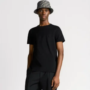 Dior T-shirt CD Icon, coupe regular Jersey de coton noir 1,1